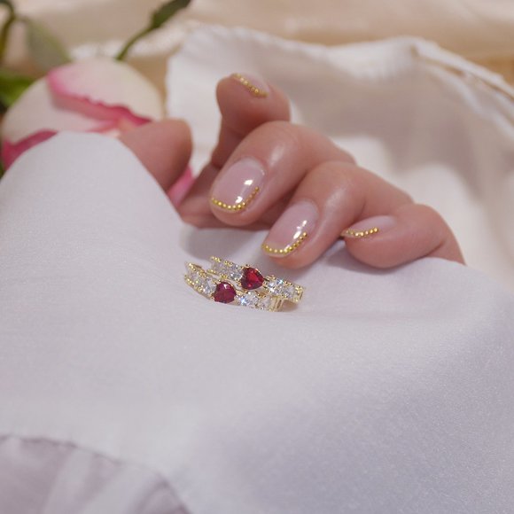 NEW 14K Gold Plated Diamond Heart Hoop Earrings - Picture 6 of 9